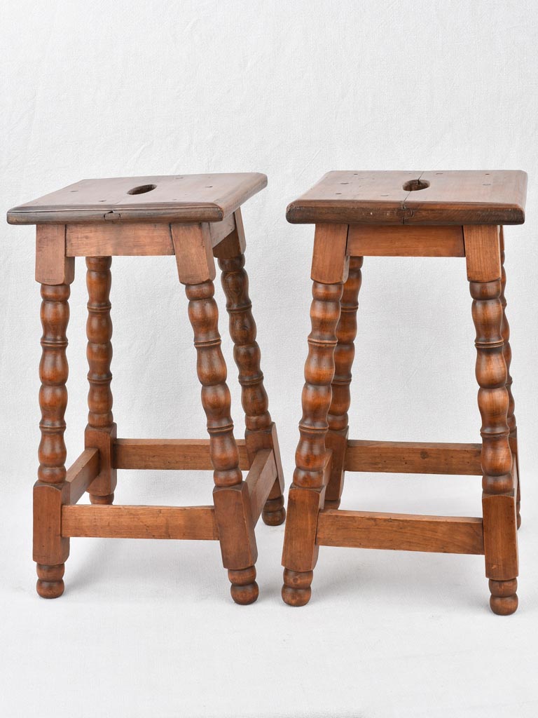 Pair of vintage beech-wood stools 19¾"