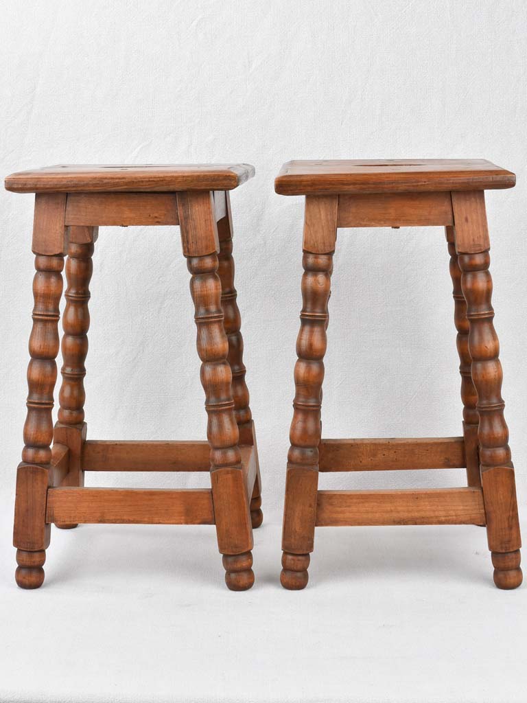 Pair of vintage beech-wood stools 19¾"