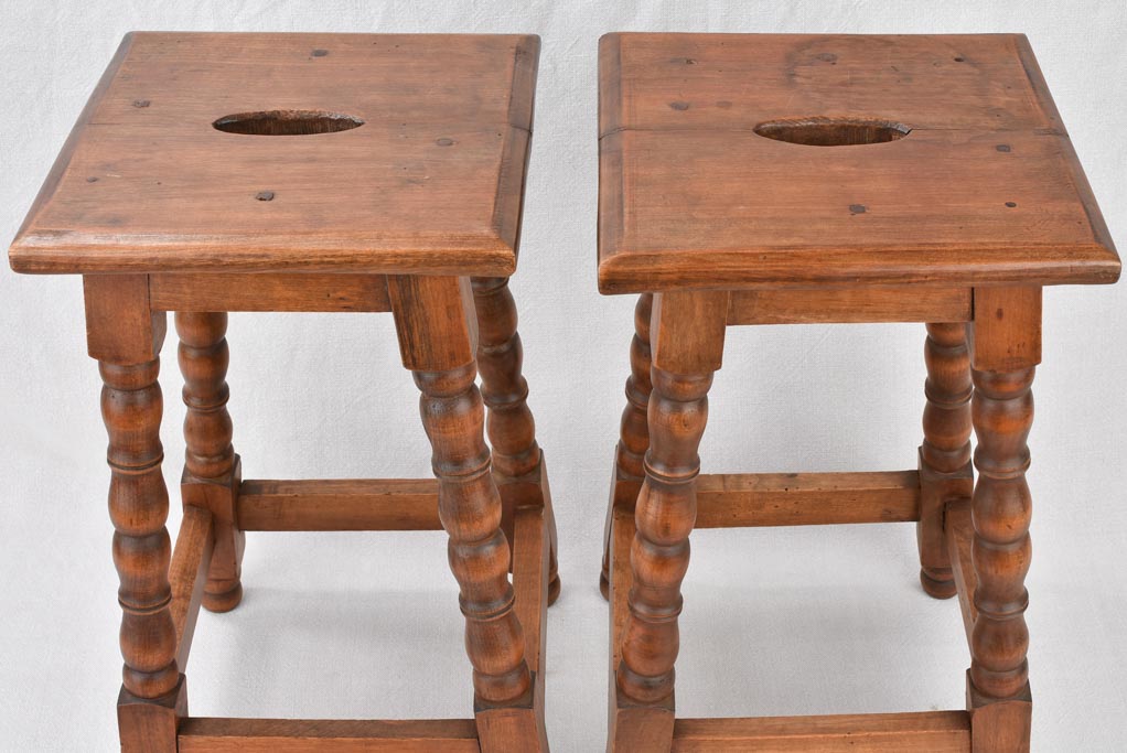 Pair of vintage beech-wood stools 19¾"