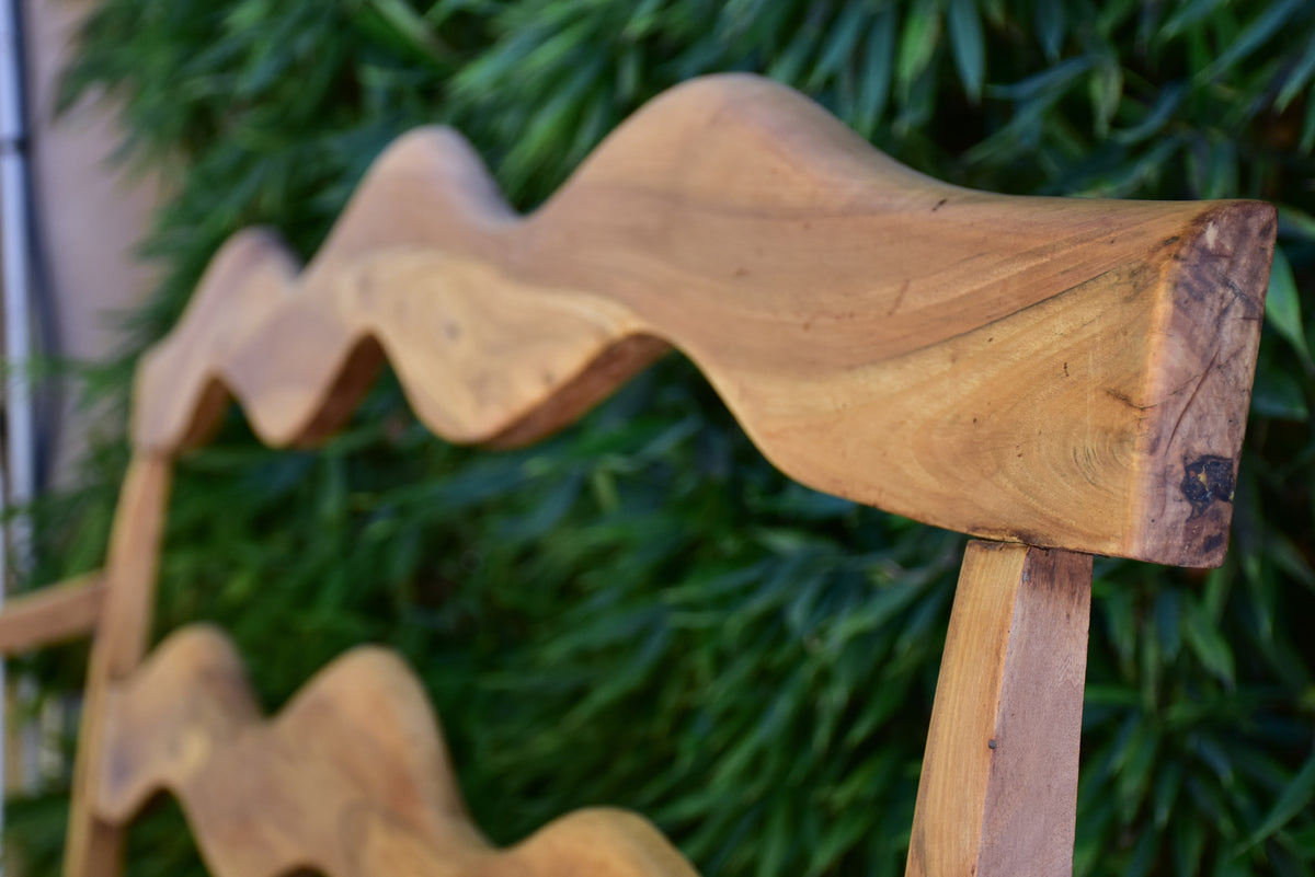 Antique French Provincial bench - walnut and straw