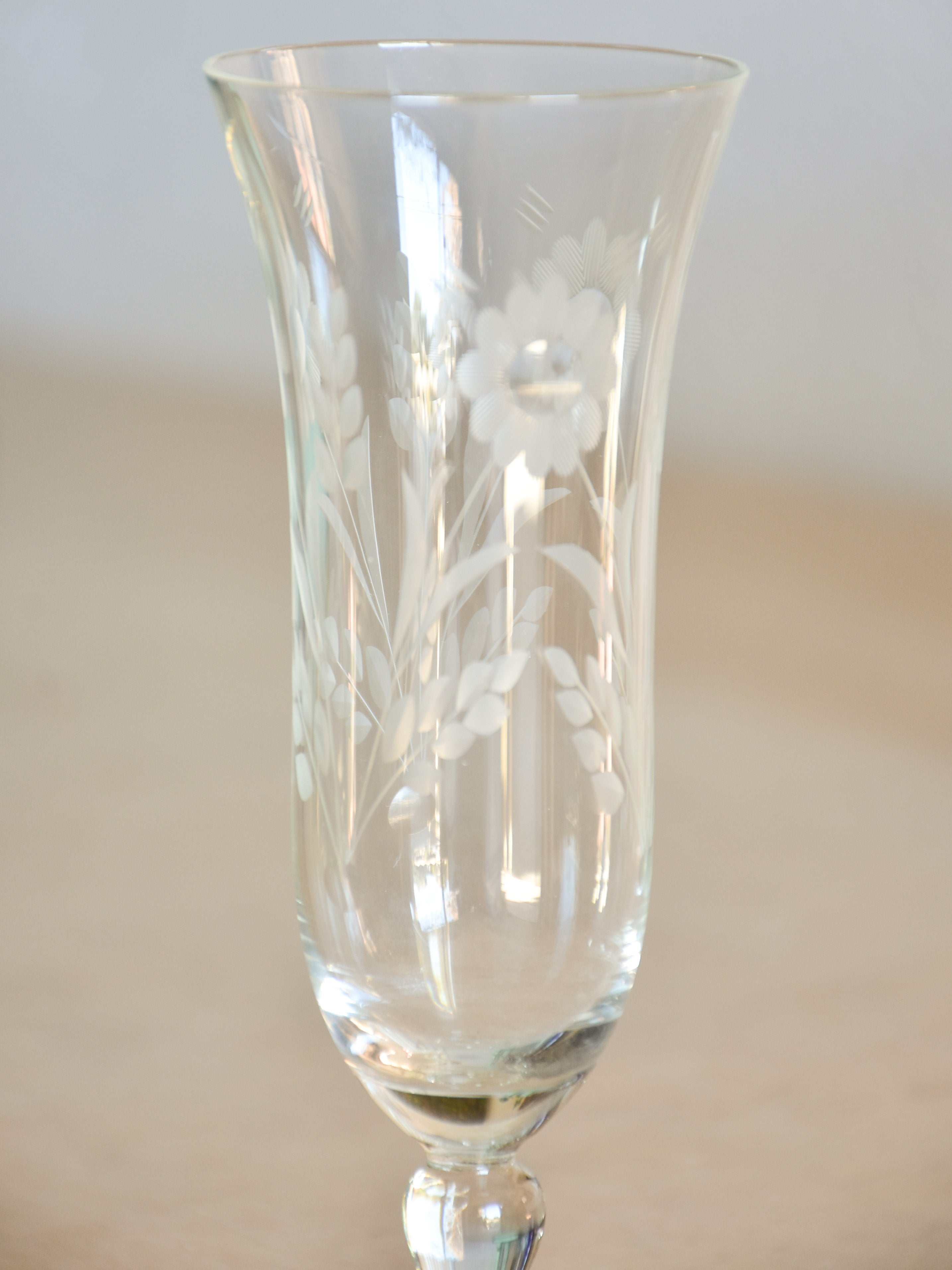 Set of twelve vintage French champagne flutes