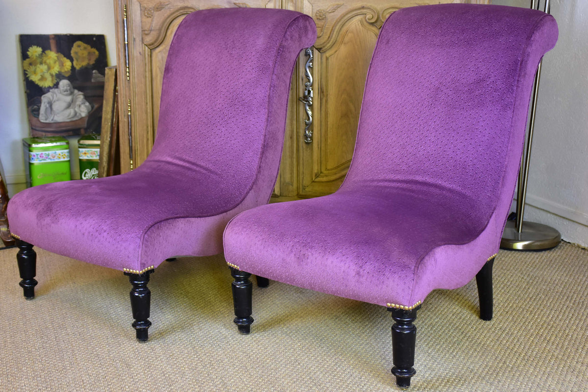 Pair of Napoleon III slipper chairs