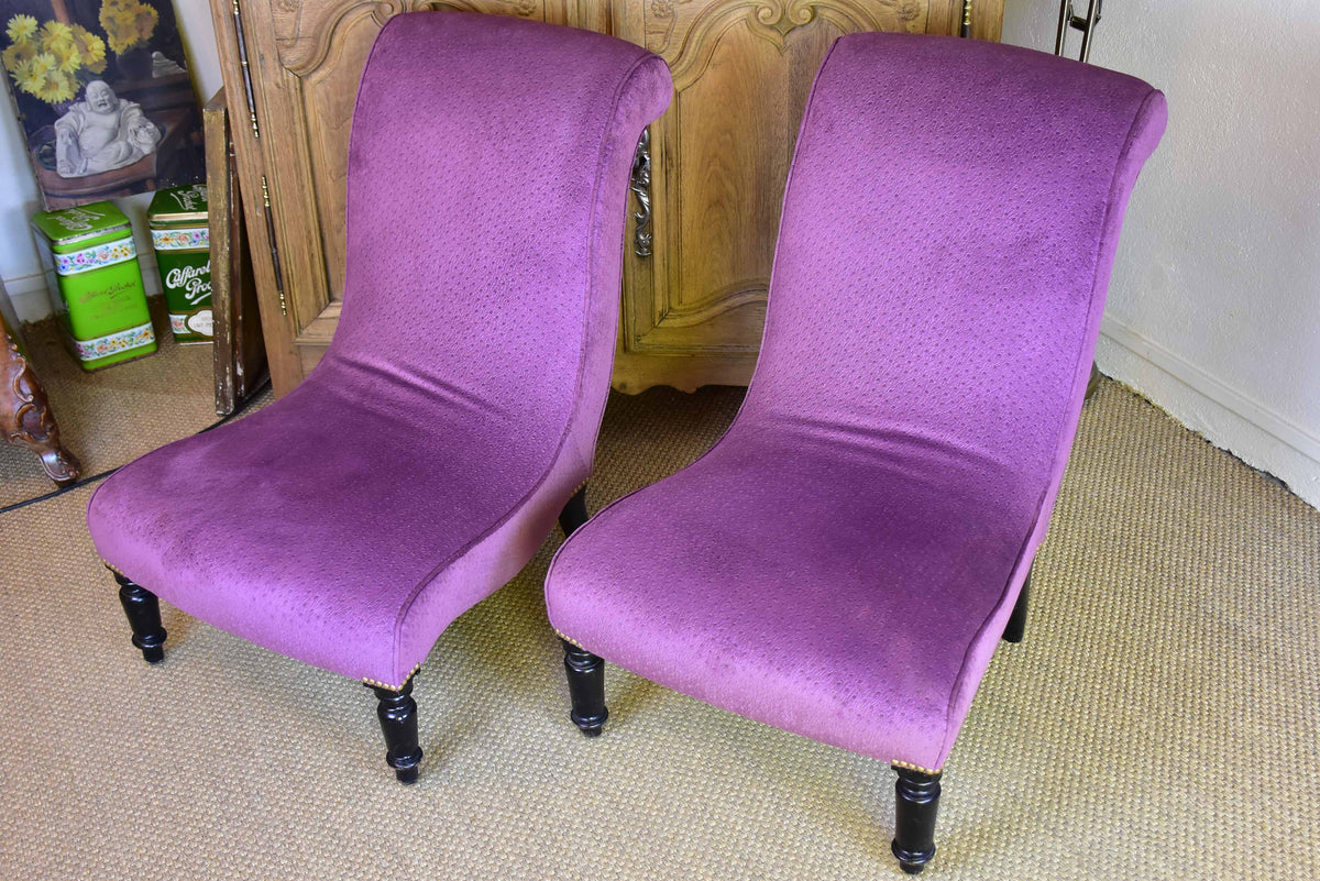 Pair of Napoleon III slipper chairs