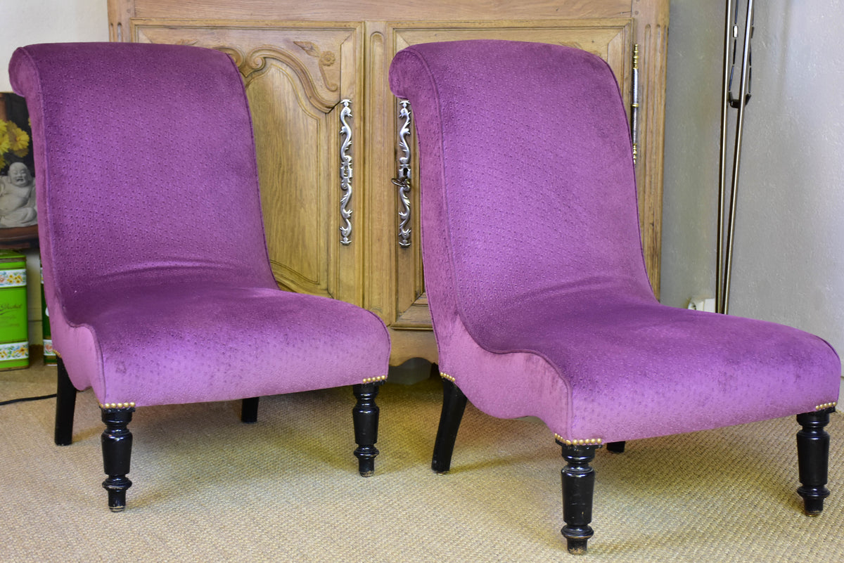 Pair of Napoleon III slipper chairs