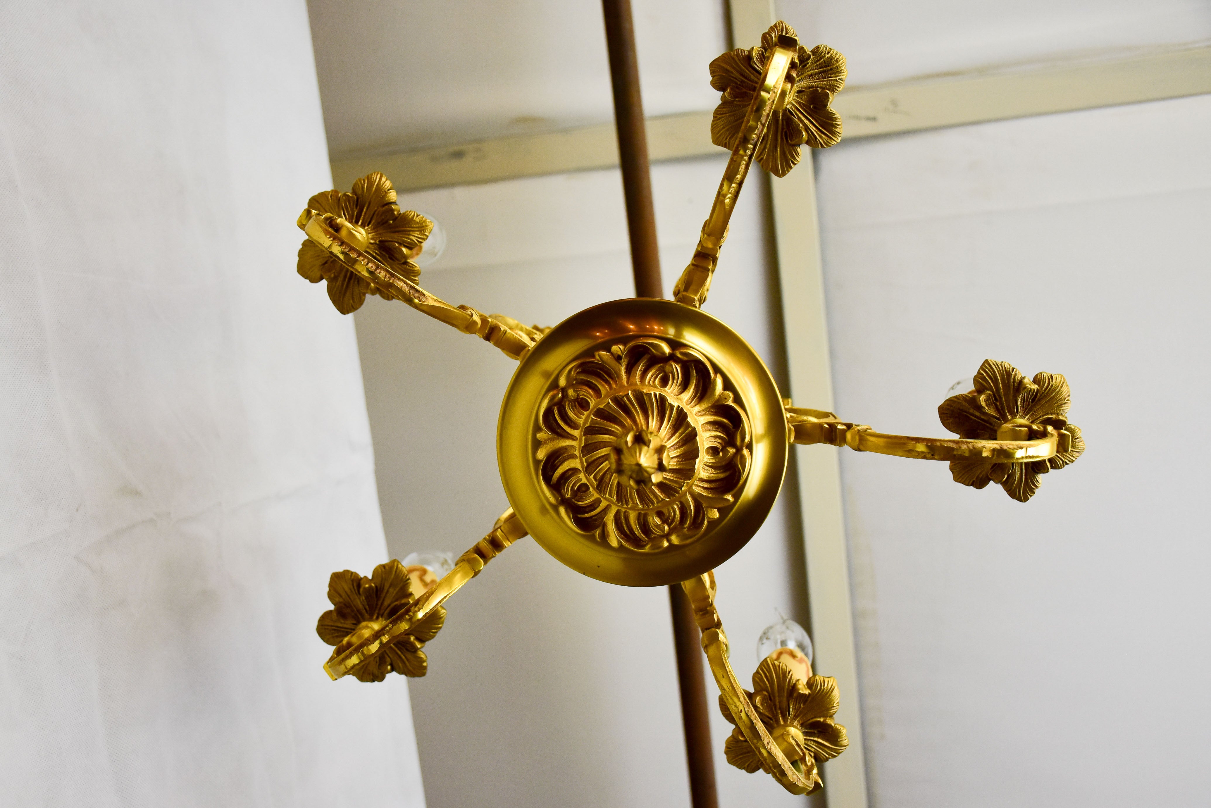 Vintage French gilded bronze chandelier - Lucien Gau