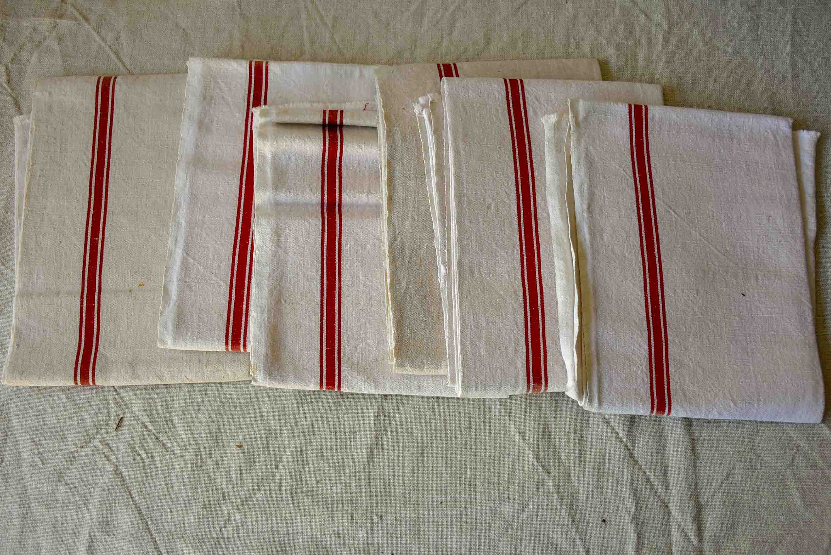 Six very large antique French tea towels