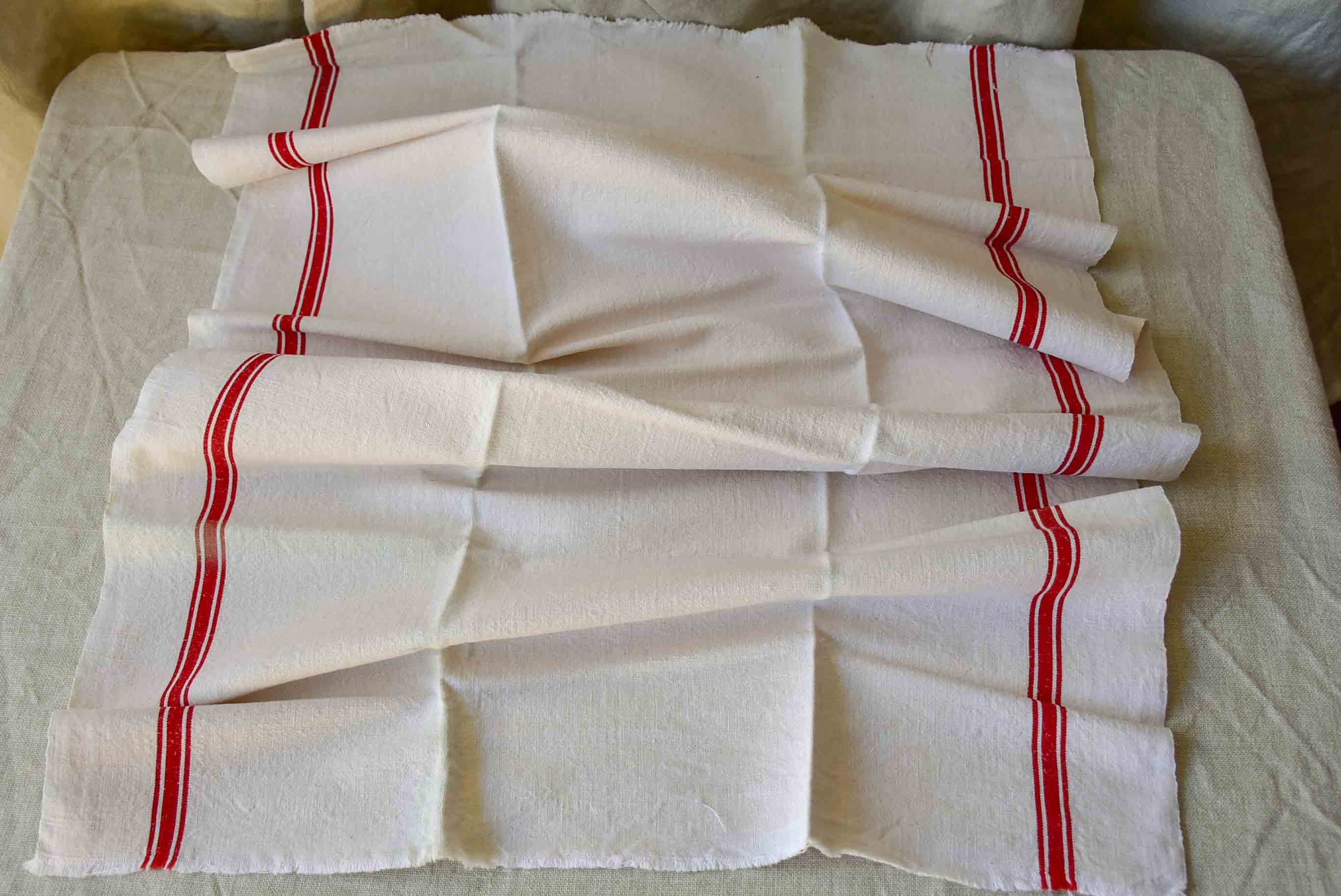 Six very large antique French tea towels