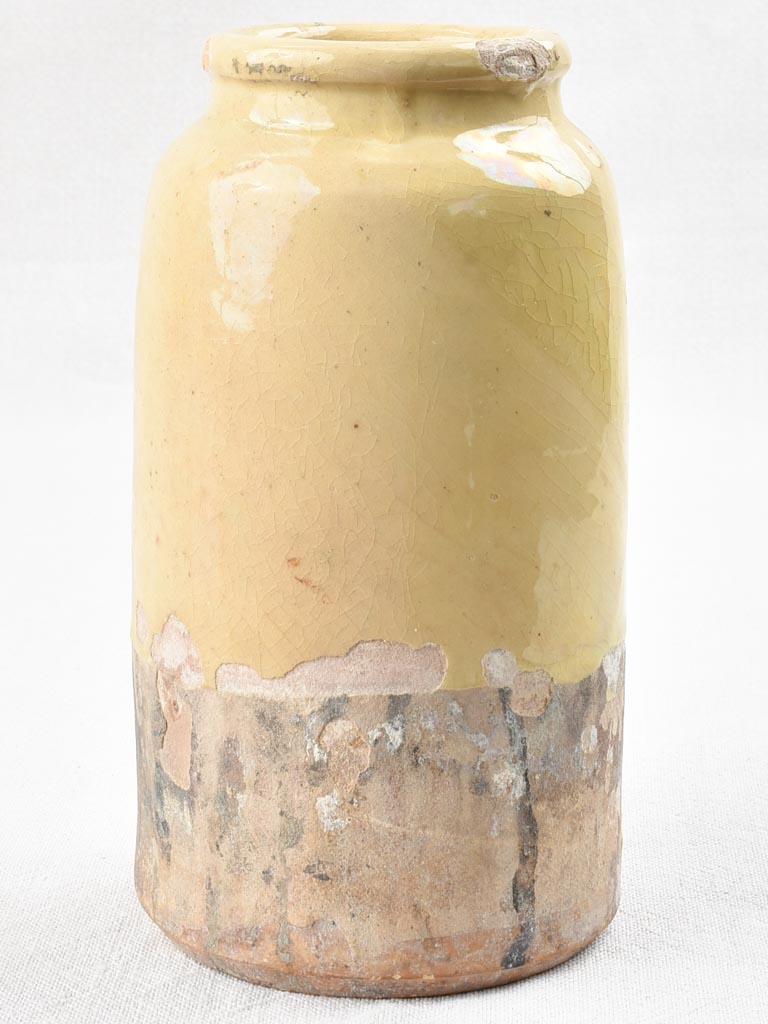 Slender preserving pot with yellow glaze 8¾"