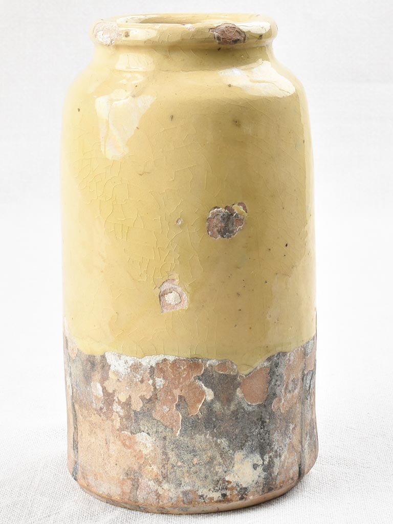 Slender preserving pot with yellow glaze 8¾"