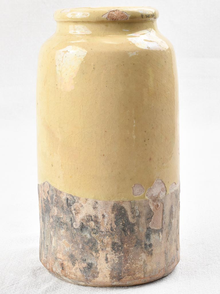 Slender preserving pot with yellow glaze 8¾"