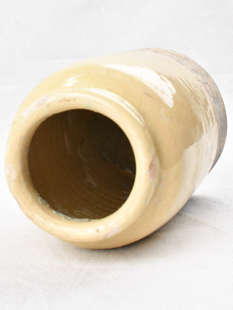 Slender preserving pot with yellow glaze 8¾"