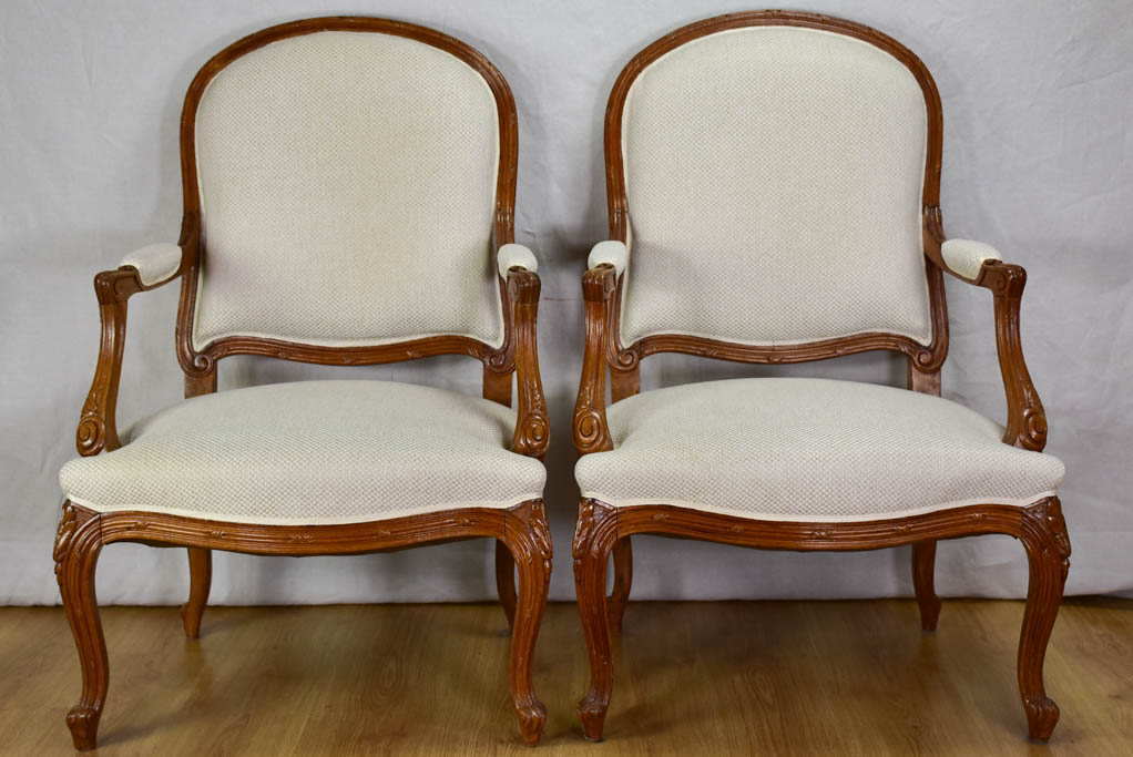 Pair of Transition style late 19th century armchairs
