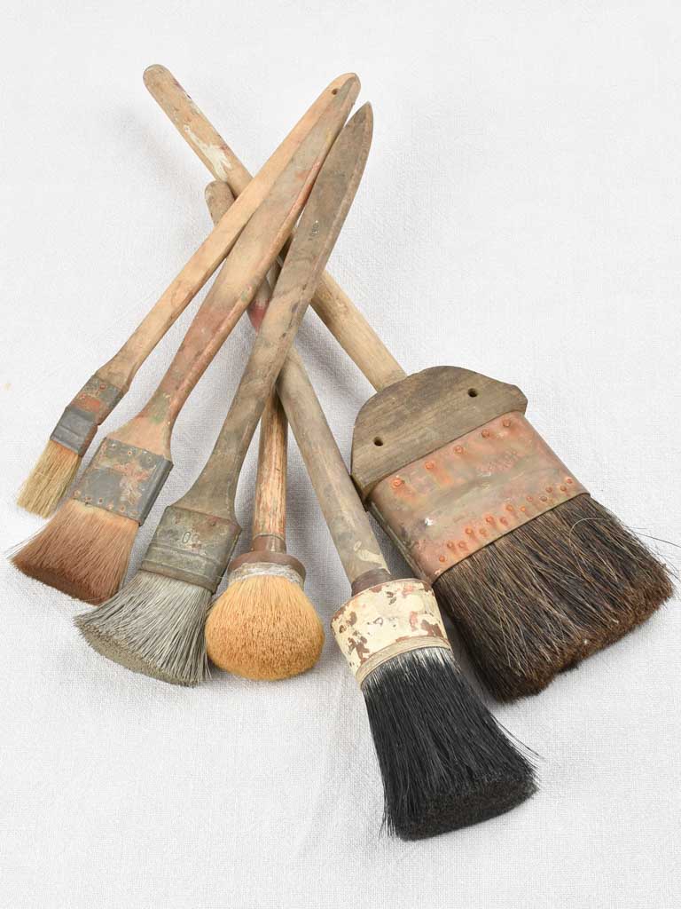 Vintage Large Paint Brush Rustic Decor, Primitive 6” Wide, W/Wood Handle 1  1/2”