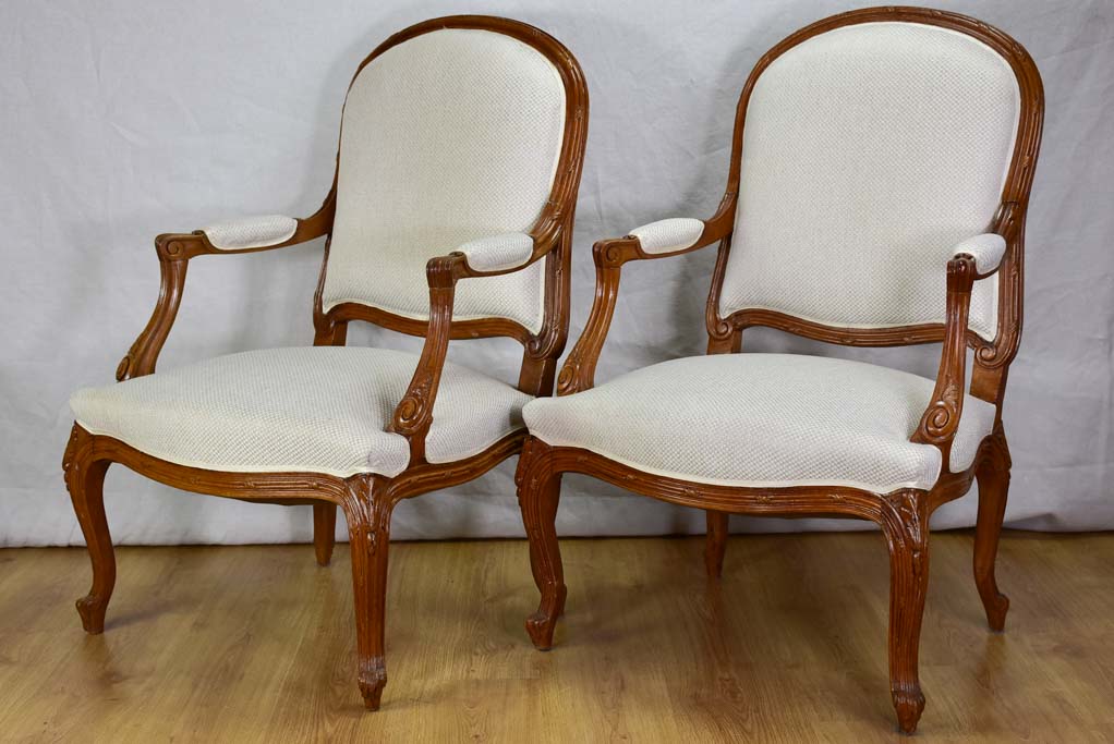 Pair of Transition style late 19th century armchairs