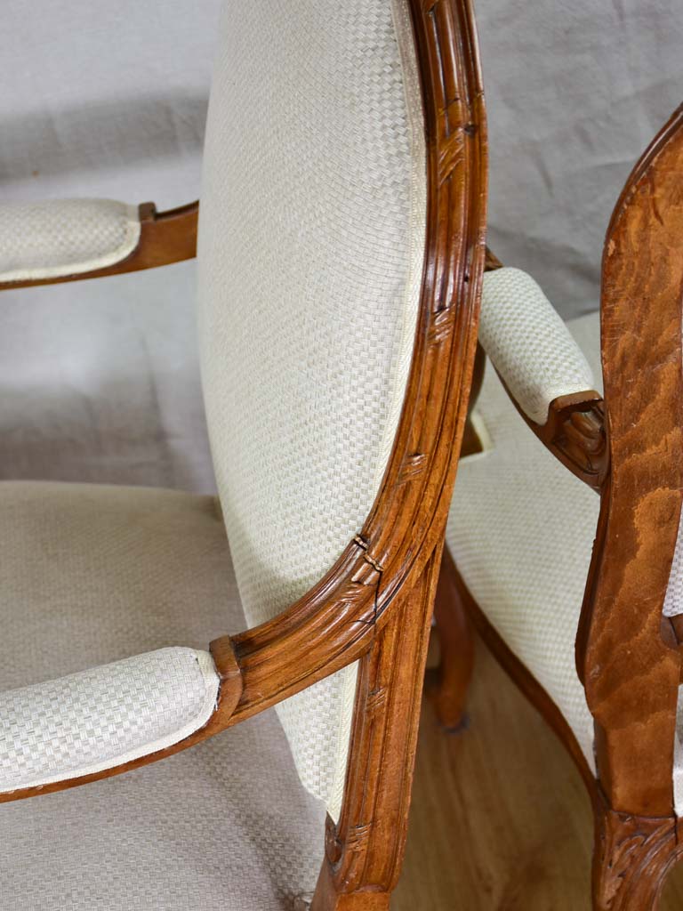Pair of Transition style late 19th century armchairs