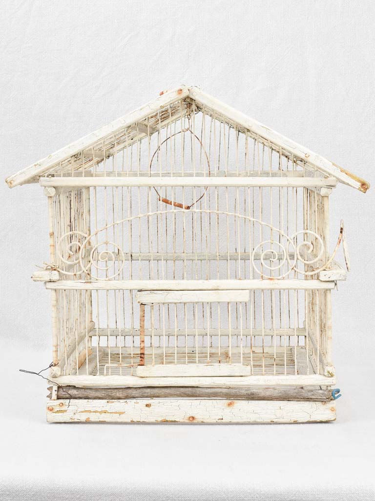 Birdcage, white, French, antique