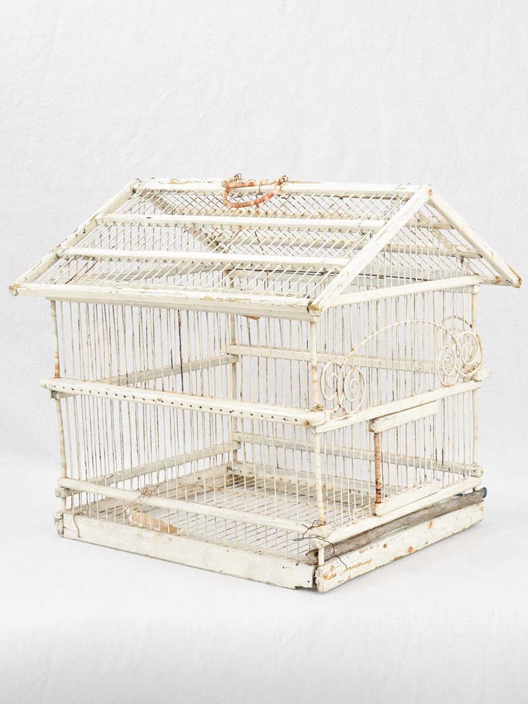 Birdcage, white, French, antique