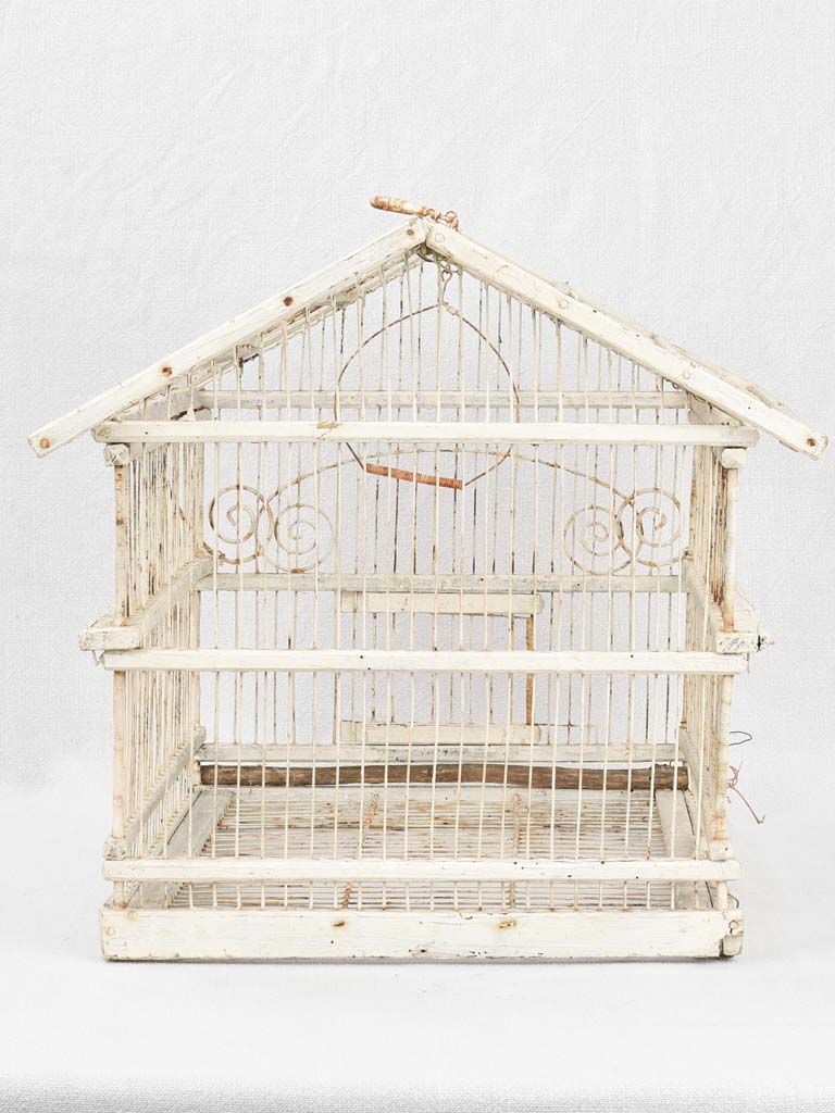 Birdcage, white, French, antique
