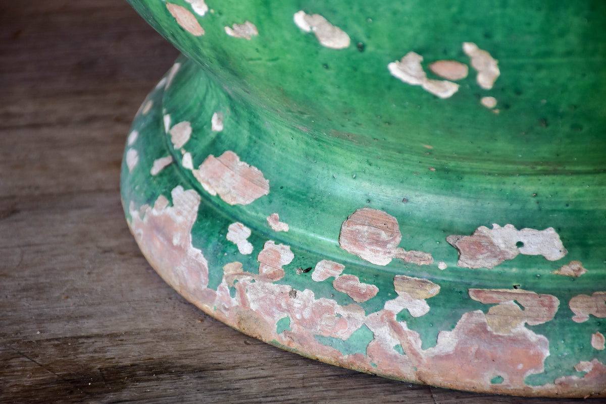 Large Castelnaudary planter with four handles and green glaze