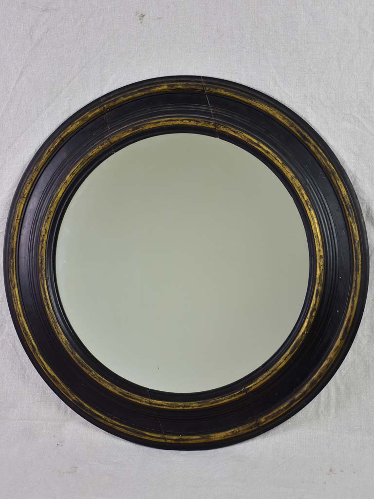 RESERVED 19th Century Napoleon III round mirror with black painted frame 27½"
