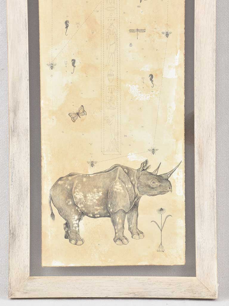 2 Andrea Collesano drawings - rhinoceros & elephant 47¾" x 14¼"