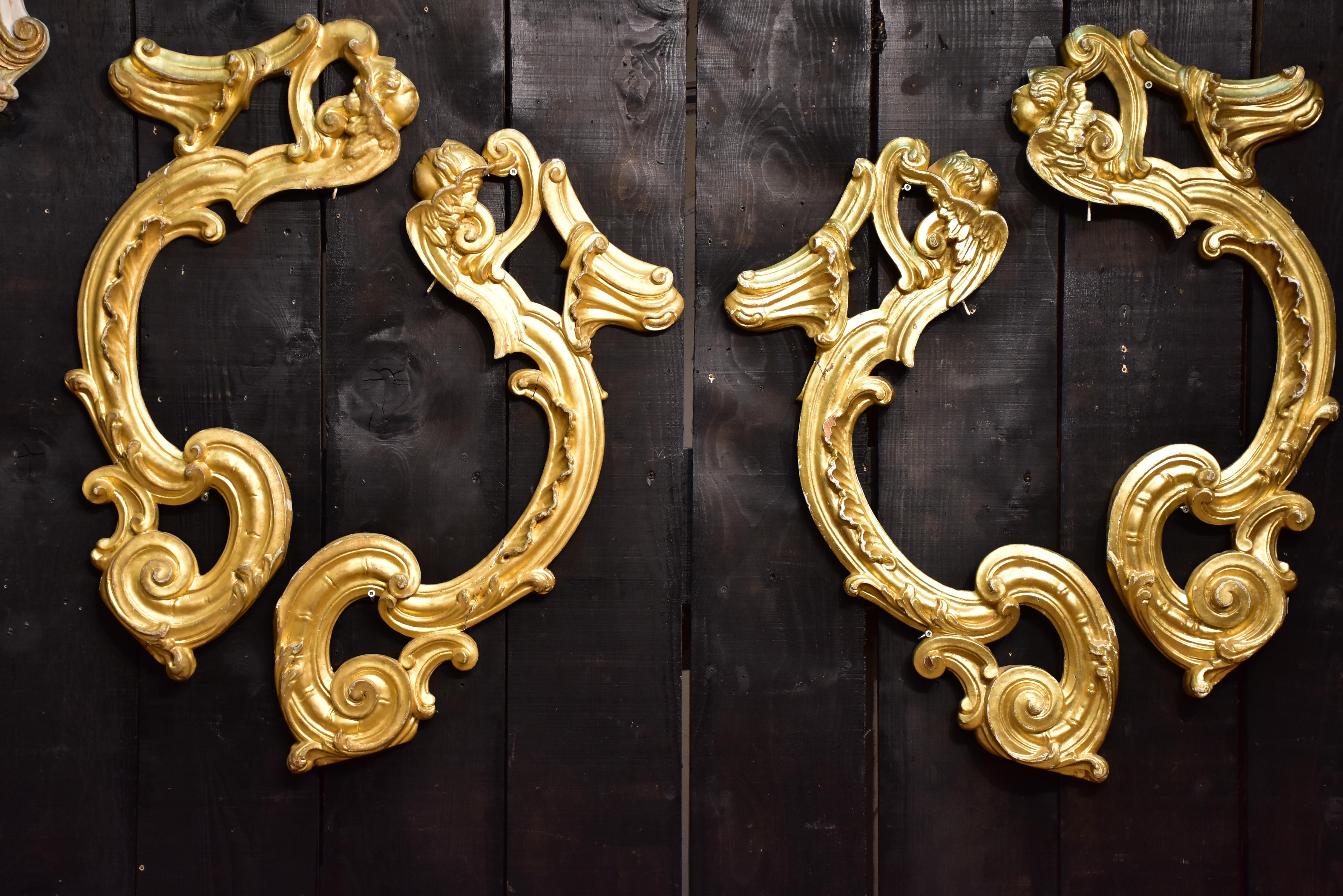 Four antique Louis XV gilded elements