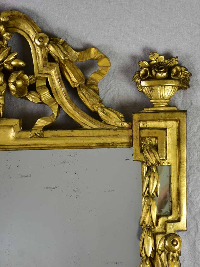 Rare large 18th Century Louis XV/XVI mirror with gilt wood frame 63¾" x 38¼"