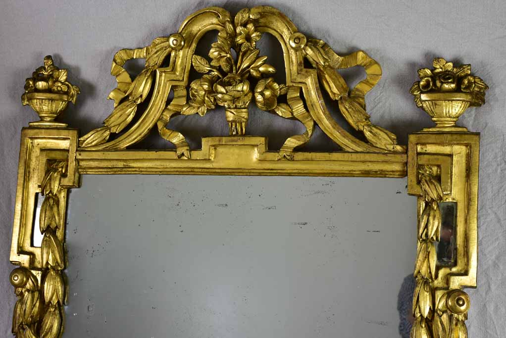 Rare large 18th Century Louis XV/XVI mirror with gilt wood frame 63¾" x 38¼"