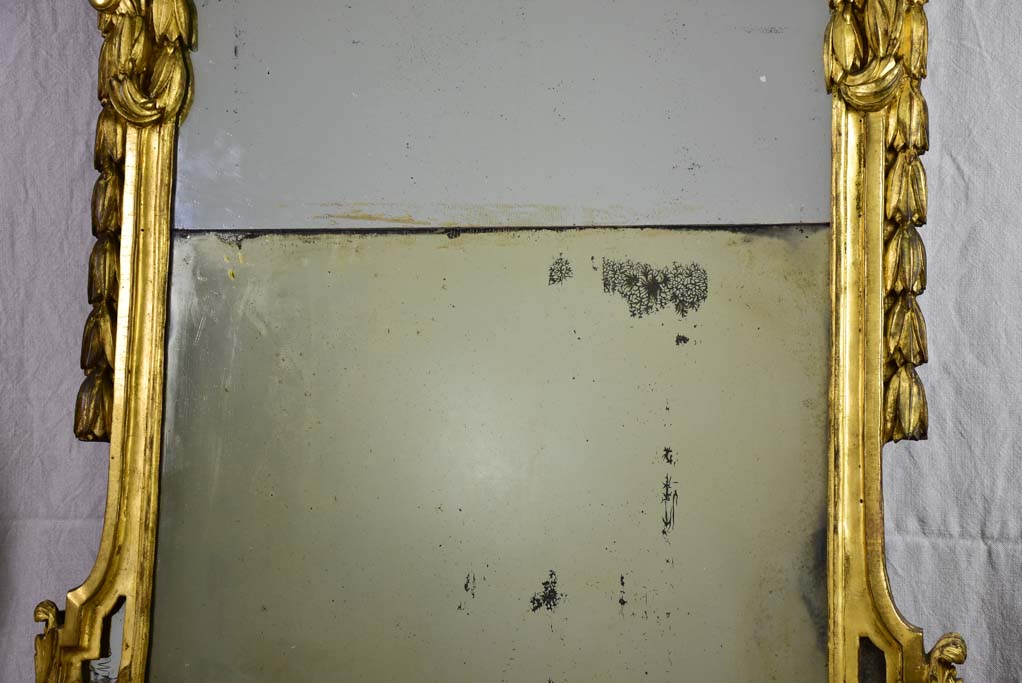 Rare large 18th Century Louis XV/XVI mirror with gilt wood frame 63¾" x 38¼"