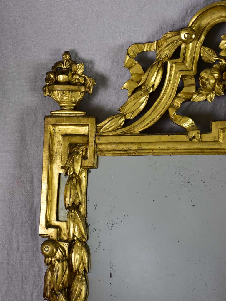 Rare large 18th Century Louis XV/XVI mirror with gilt wood frame 63¾" x 38¼"
