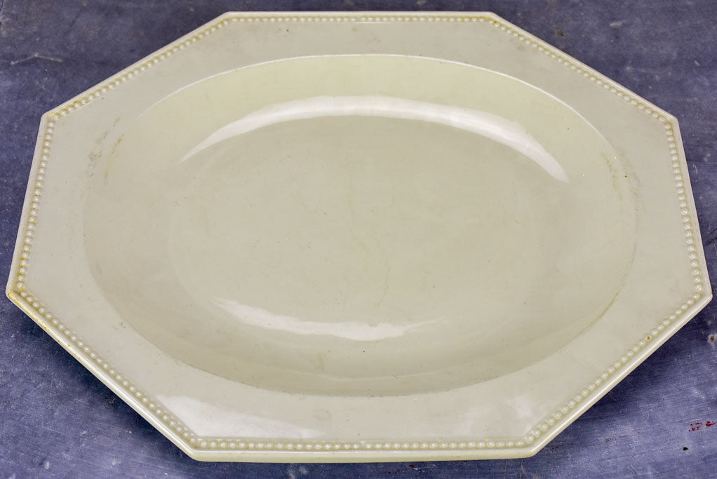Large antique Creil platter - octagonal