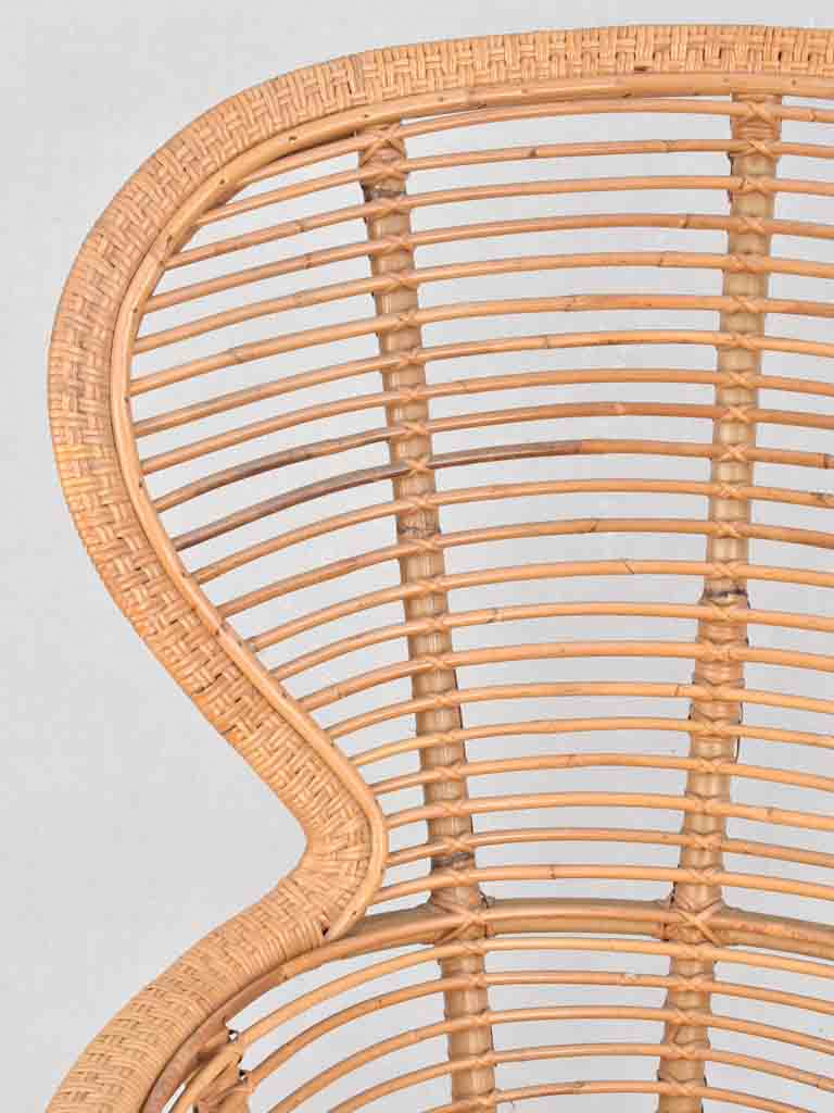 Large wicker and rattan armchair - 1950s 46"