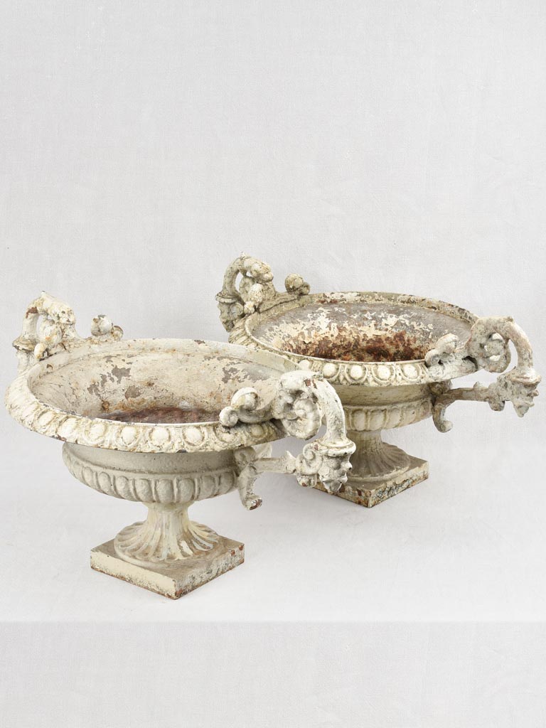 Pair white Medici garden urns - 19th century 19"
