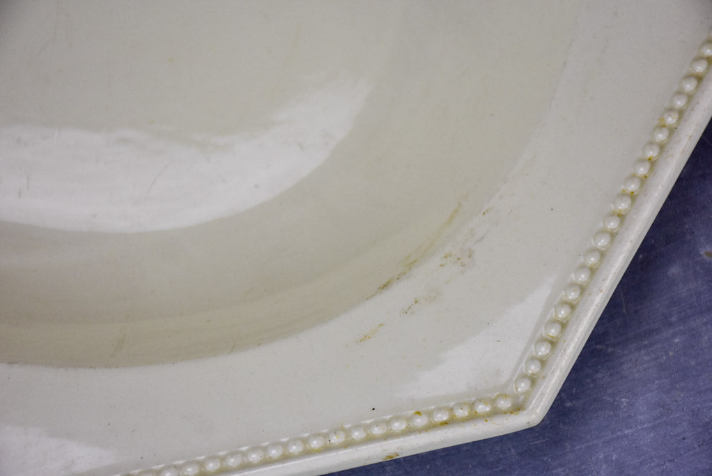 Large antique Creil platter - octagonal