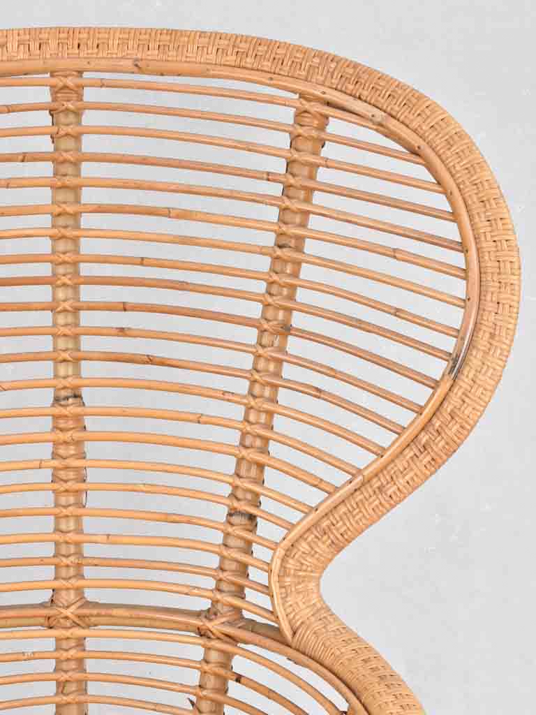 Large wicker and rattan armchair - 1950s 46"