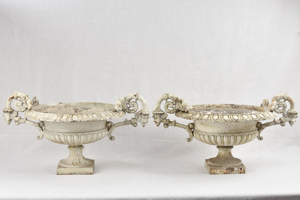 Pair white Medici garden urns - 19th century 19"