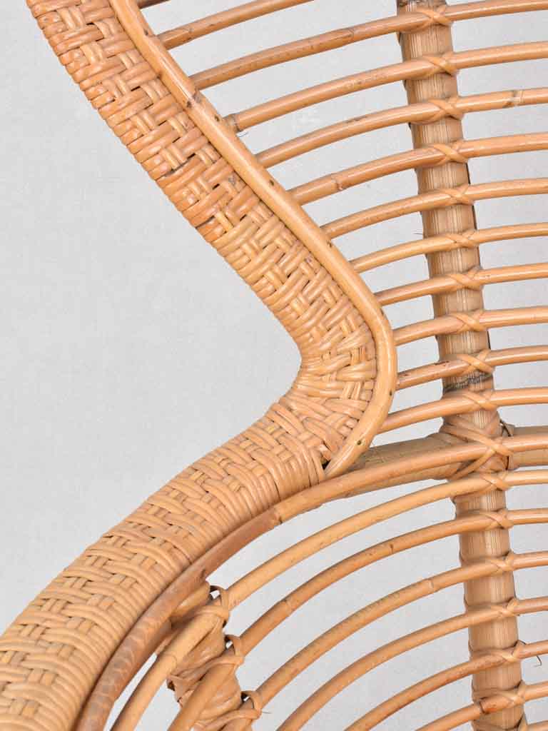 Large wicker and rattan armchair - 1950s 46"