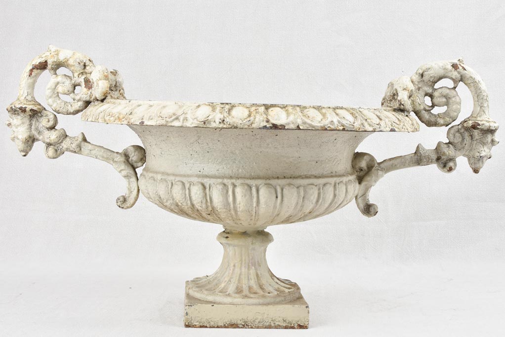 Pair white Medici garden urns - 19th century 19"