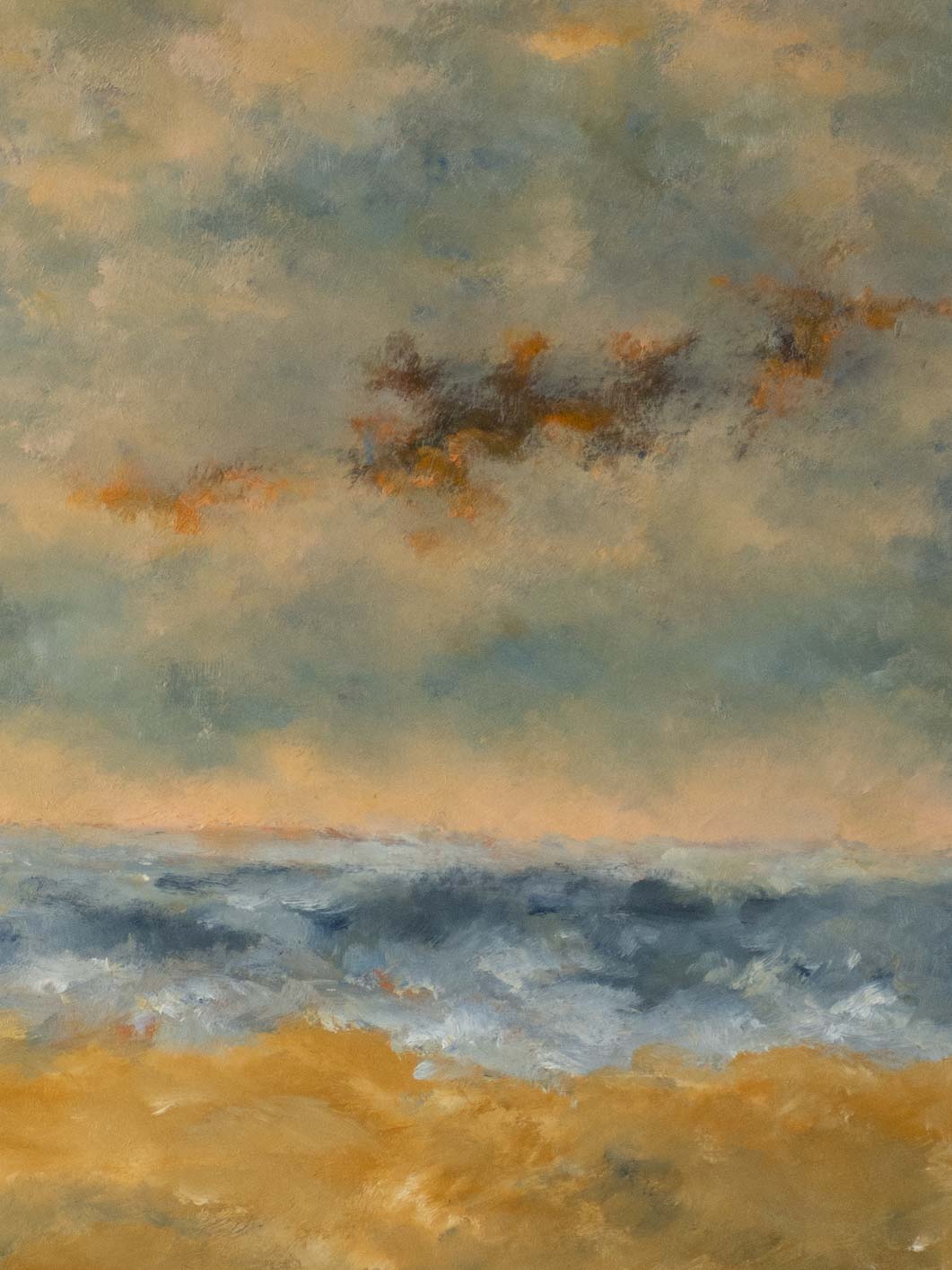 Vintage French-style Mer en hiver painting
