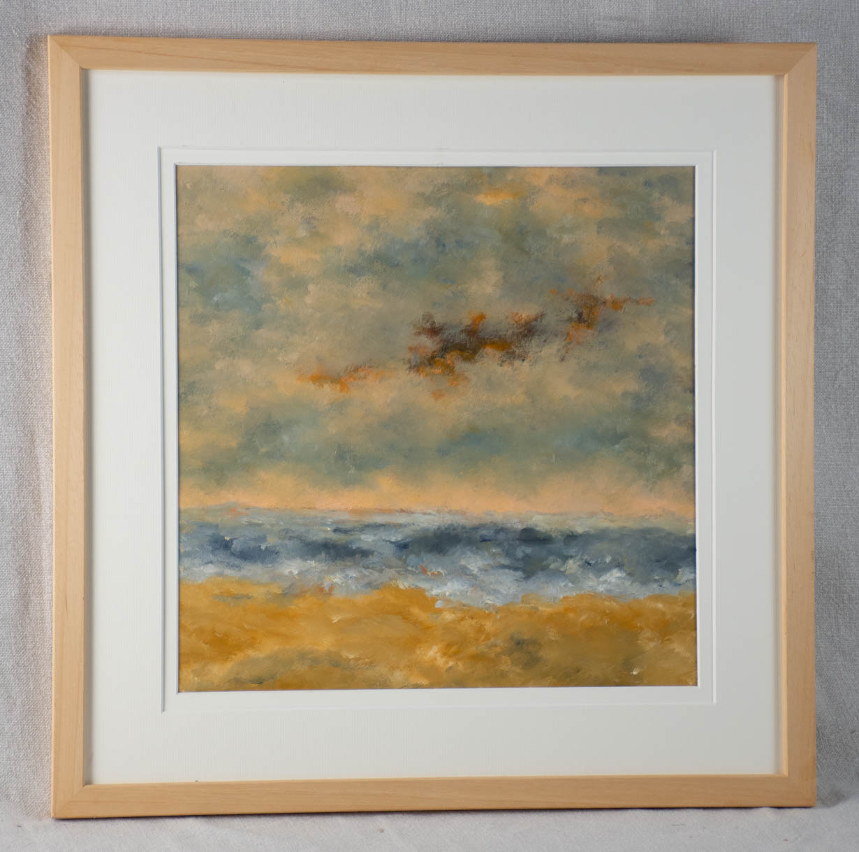 Hand-painted 19x19 Mer en hiver artwork