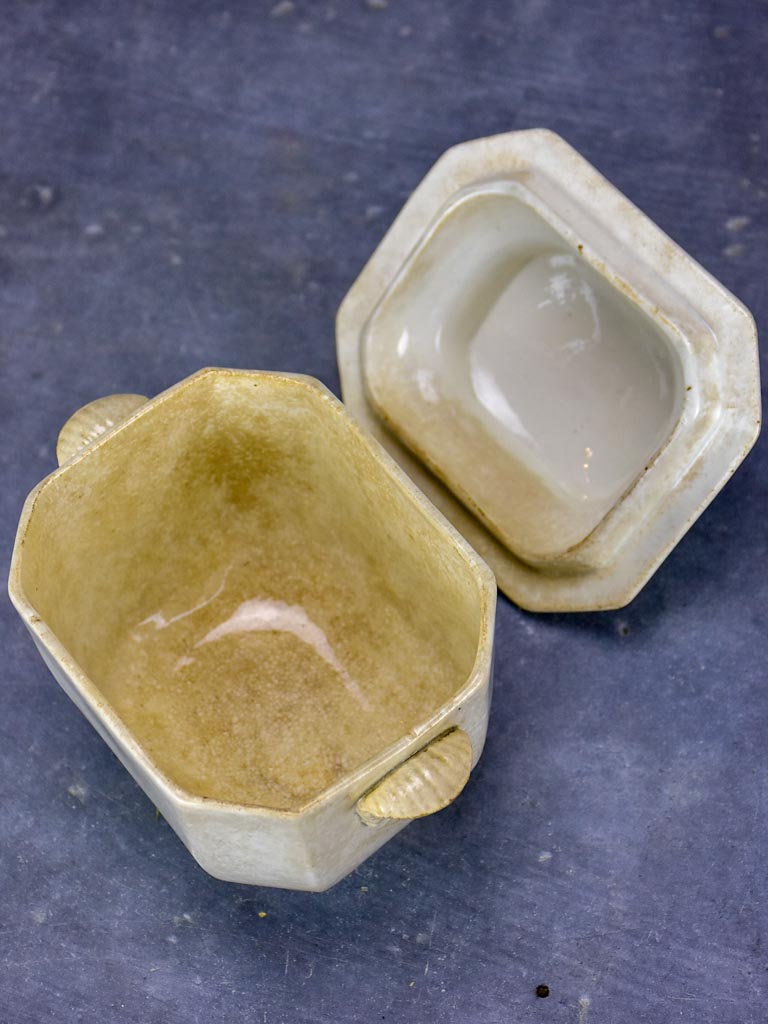 Late 19th Century Creil sugar bowl with lid - French