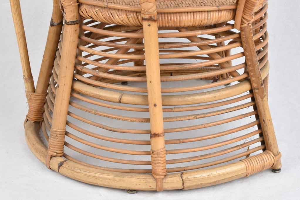 Large wicker and rattan armchair - 1950s 46"