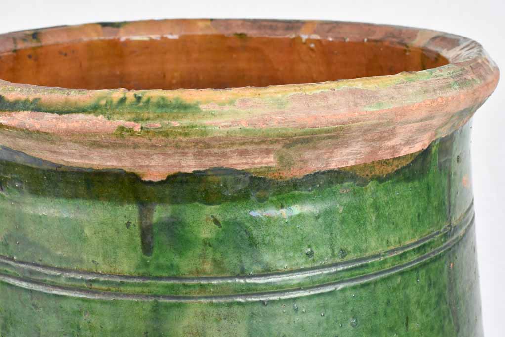 Timeworn 19th century olive jar from Tournac - green 26½"