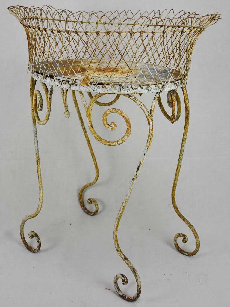 Early 20th Century French plant stand, iron and wire work 29½ x 23¾""