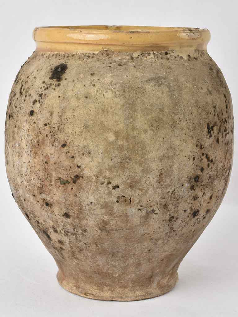 Large antique French confit pot w/ yellow 11½"