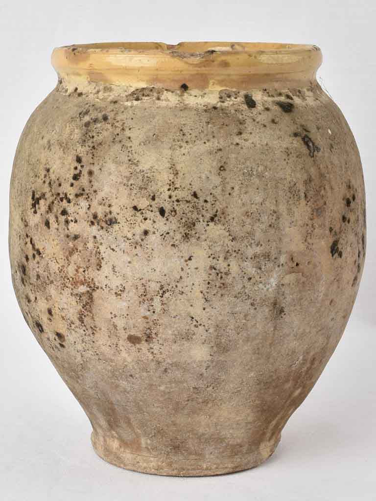 Large antique French confit pot w/ yellow 11½"