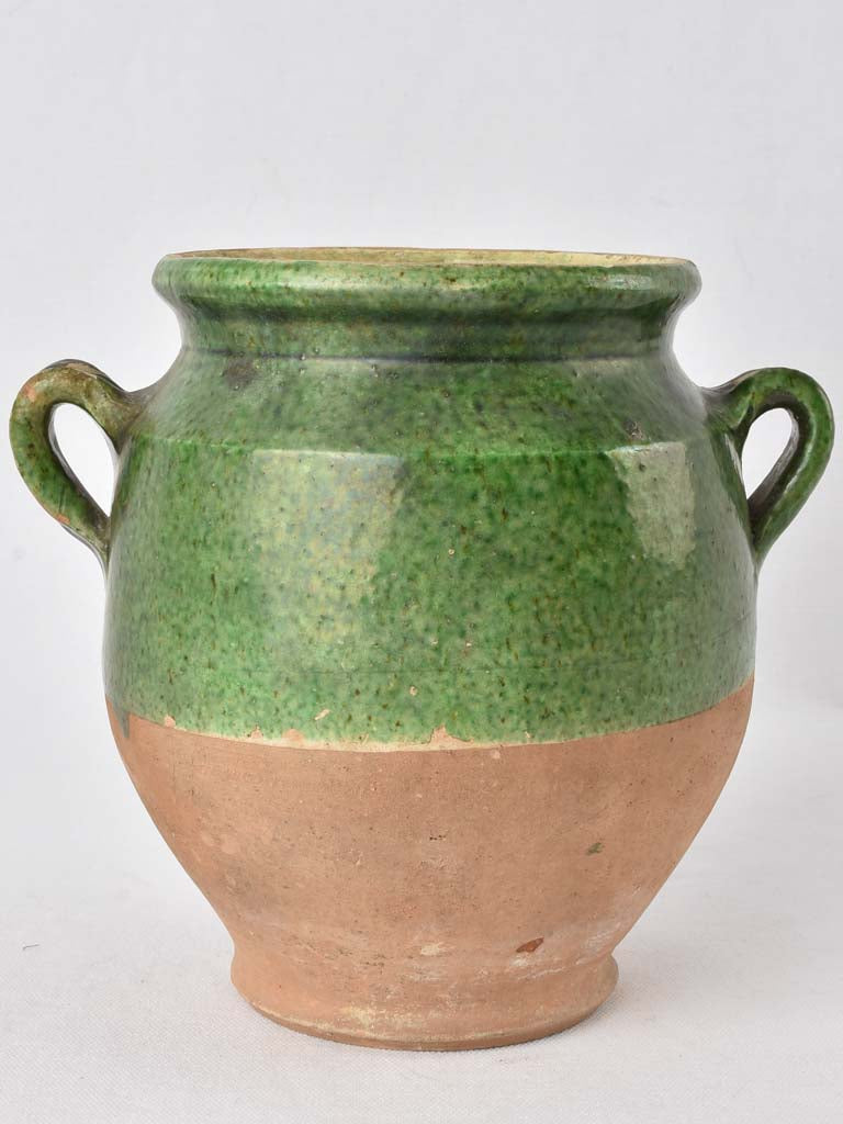 Dark green antique confit pot 8¼"