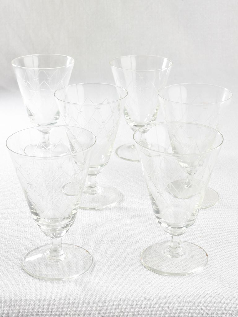 Set of 6 glasses from the 1940s
