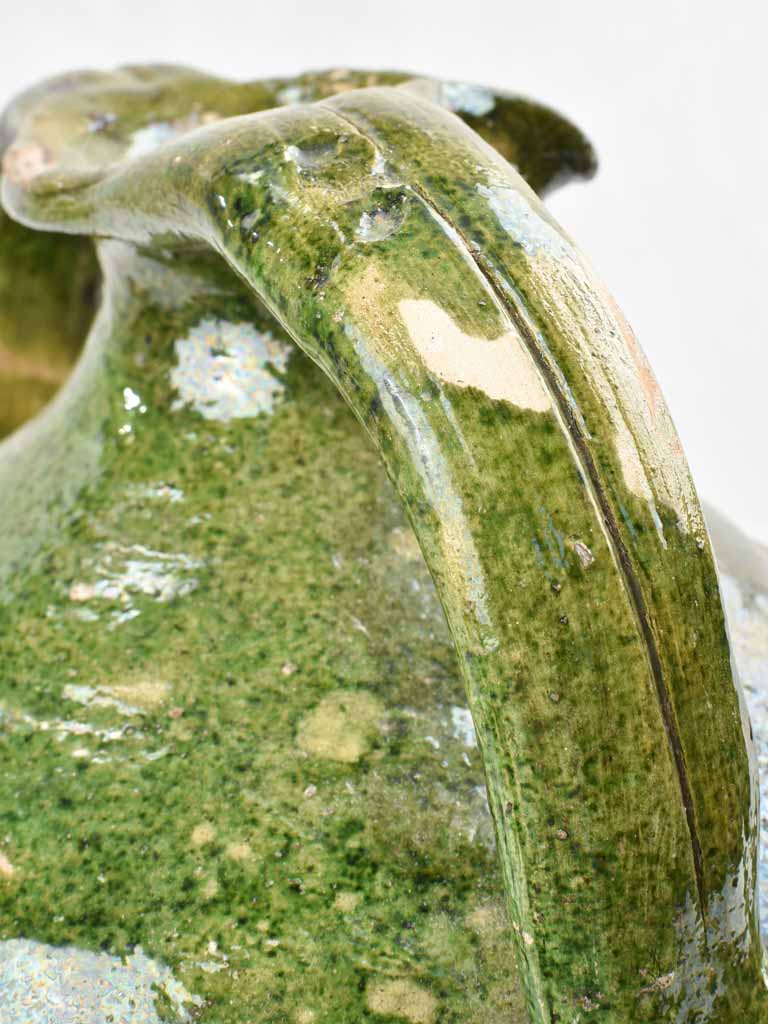 Antique terracotta oil pitcher - green 13¾"