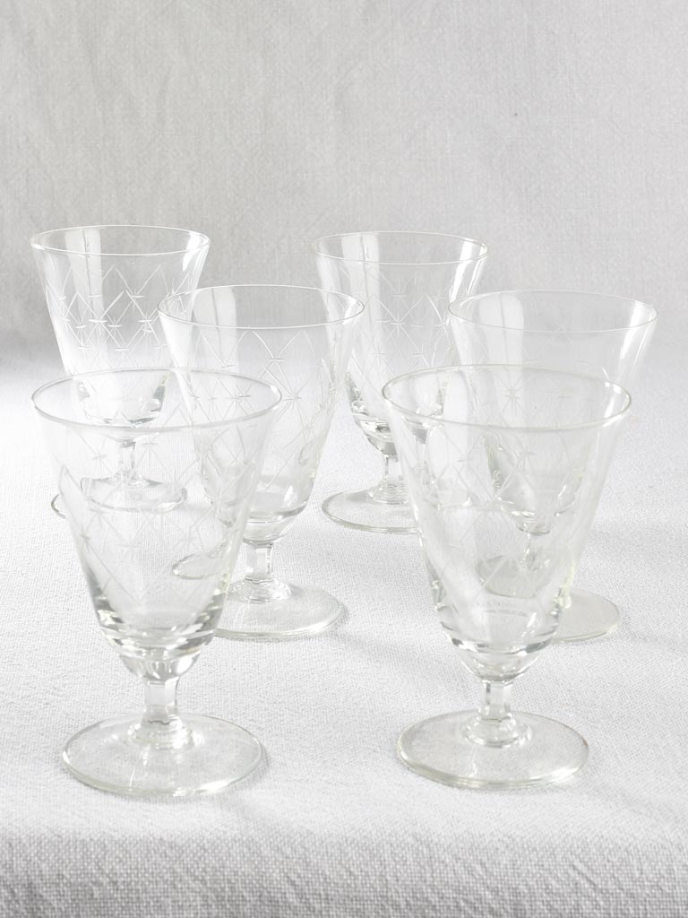 Set of 6 glasses from the 1940s